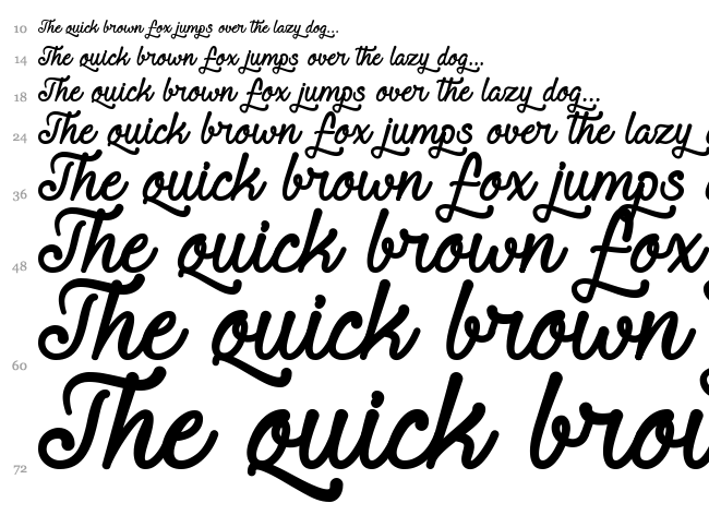Requited Script font waterfall